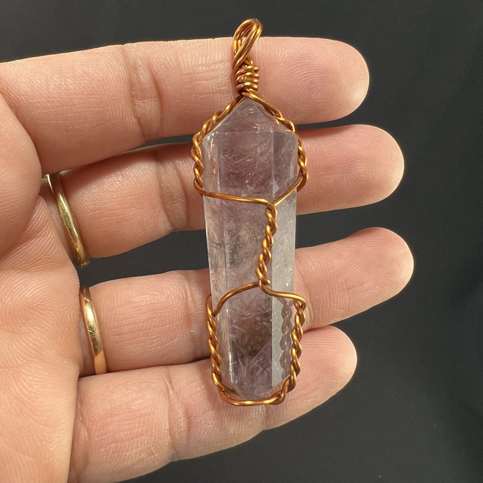 Amethyst Point Copper Wrapped Pendant image 1