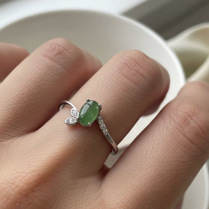 Jade Sterling Silver Adjustable Ring
