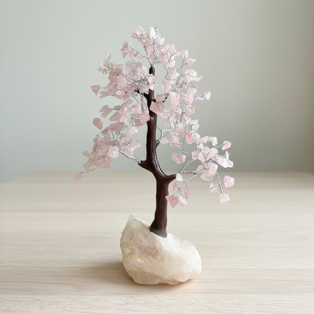 Rose Quartz Tree with Crystal Base 1