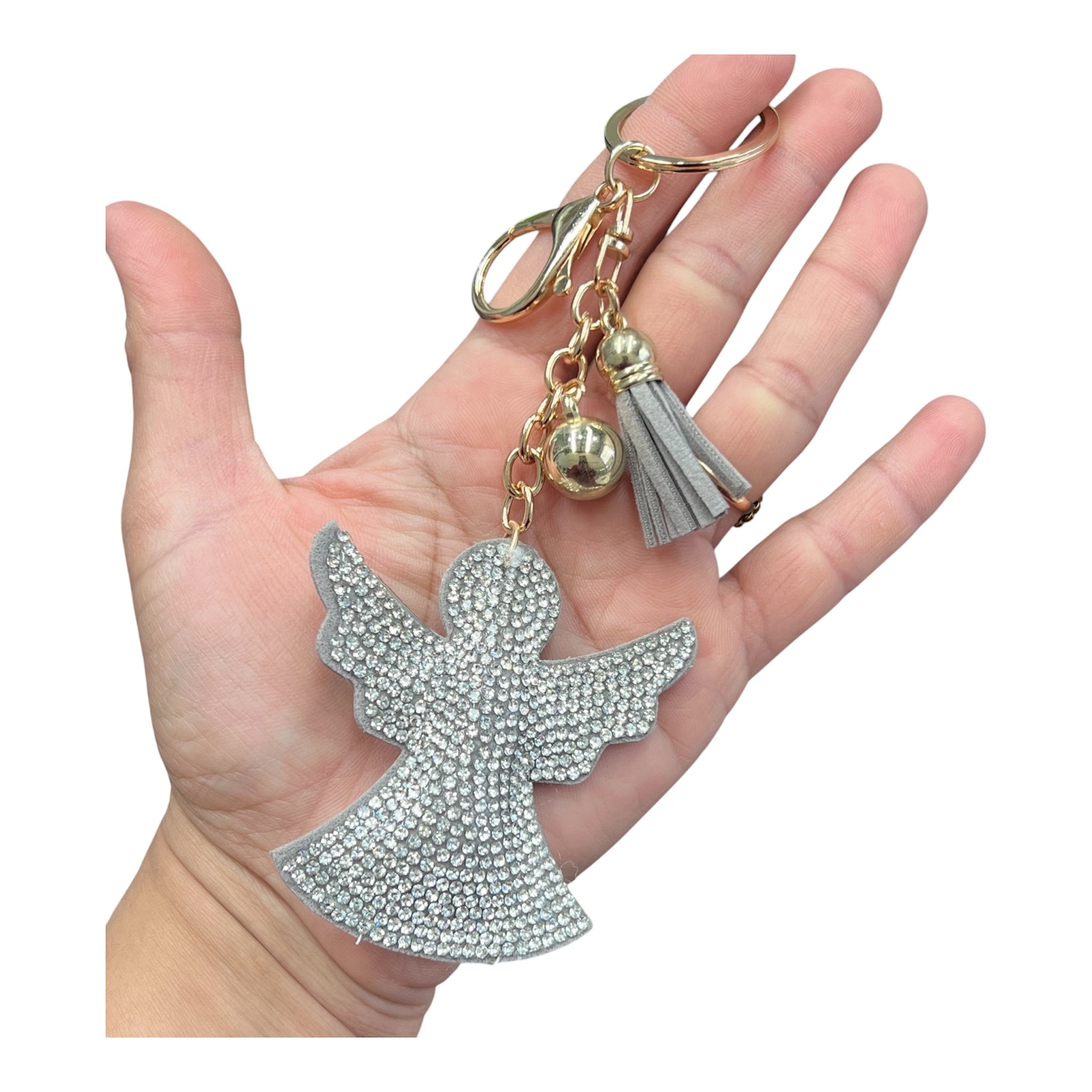 Rhinestone Guardian Angel Keychain