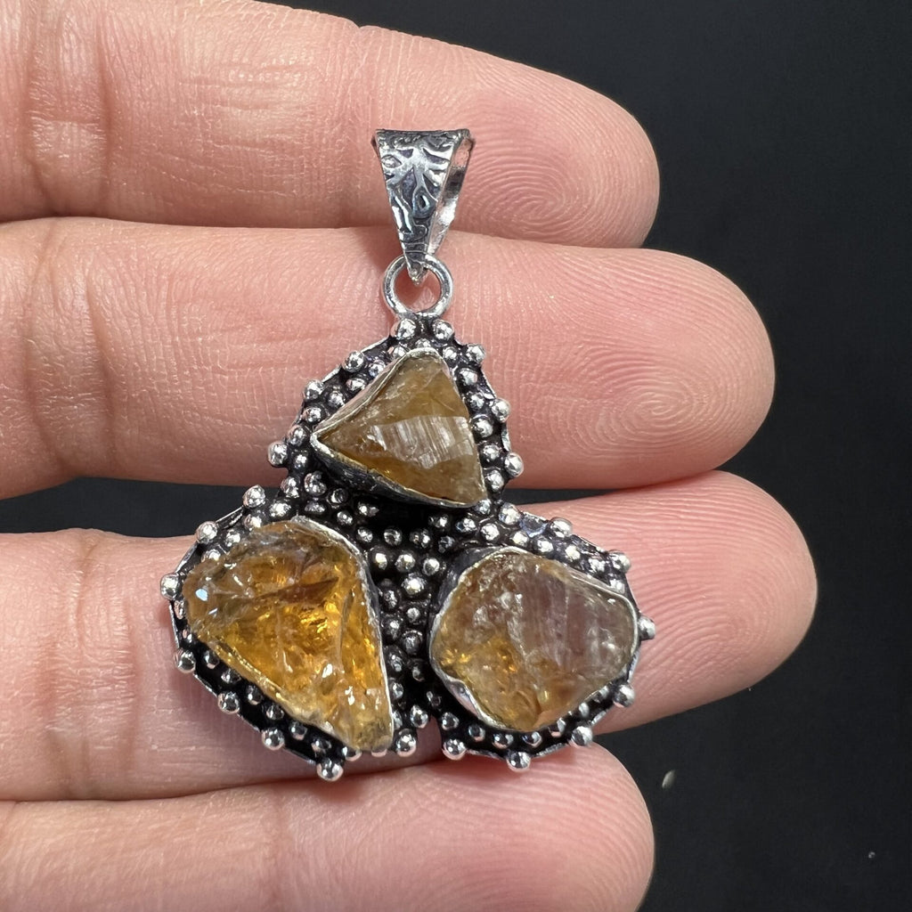 Citrine Raw Flower Pendant image 0