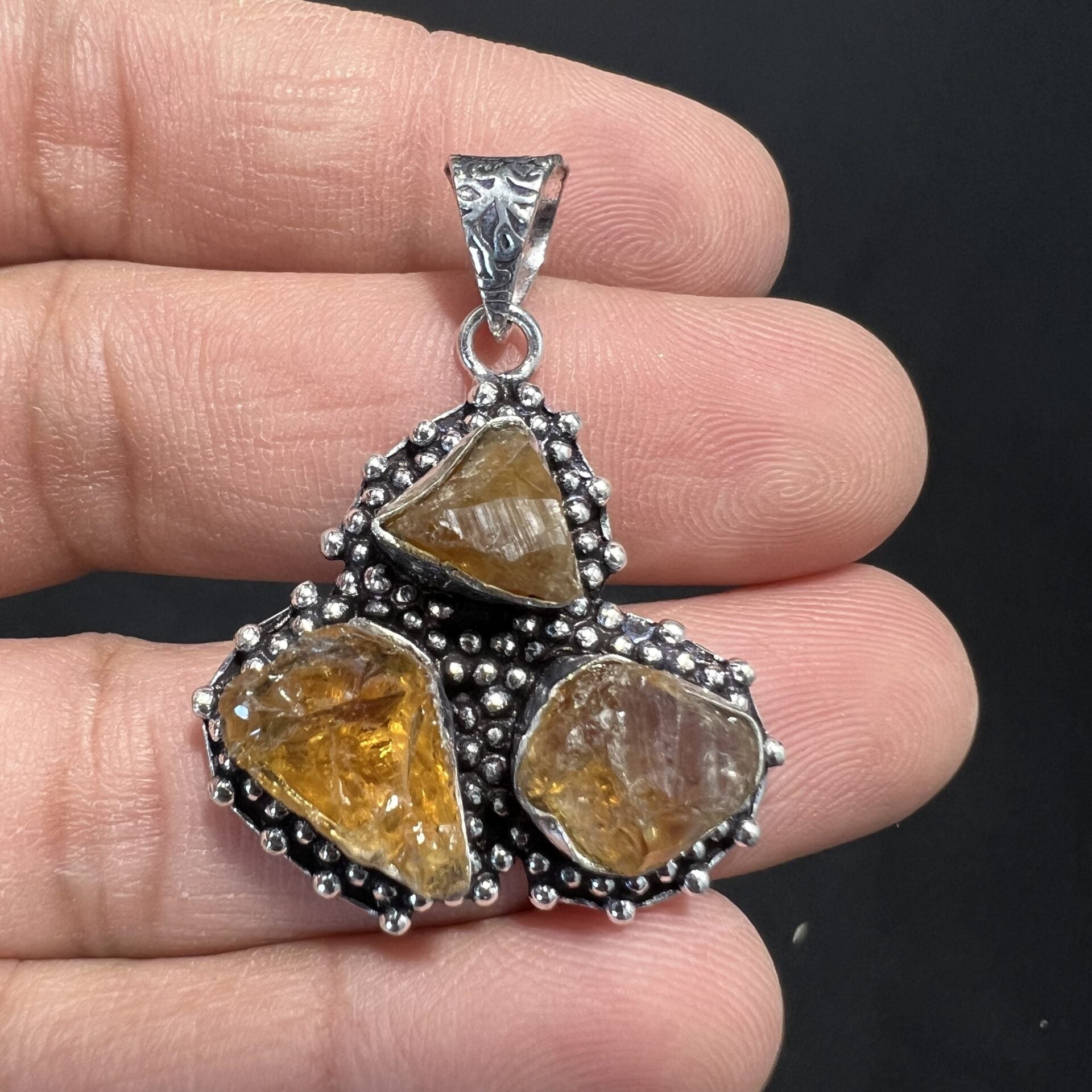 Citrine Raw Flower Pendant image 0