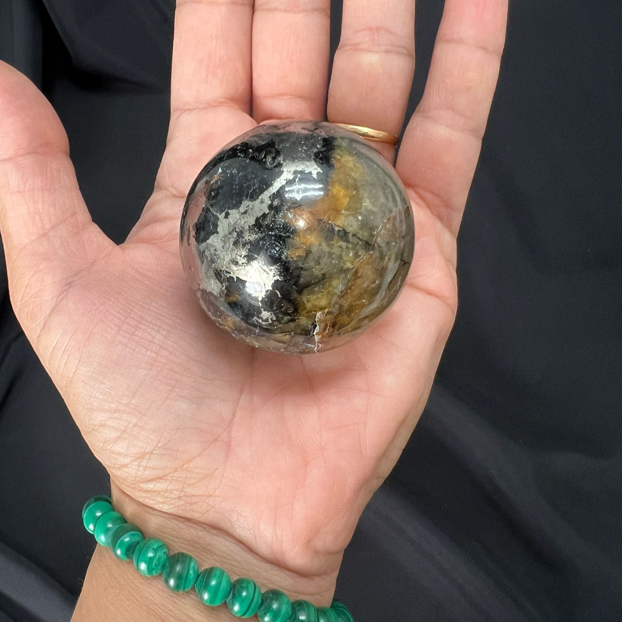 Golden Healer Quartz with Pyrite Sphere image 1