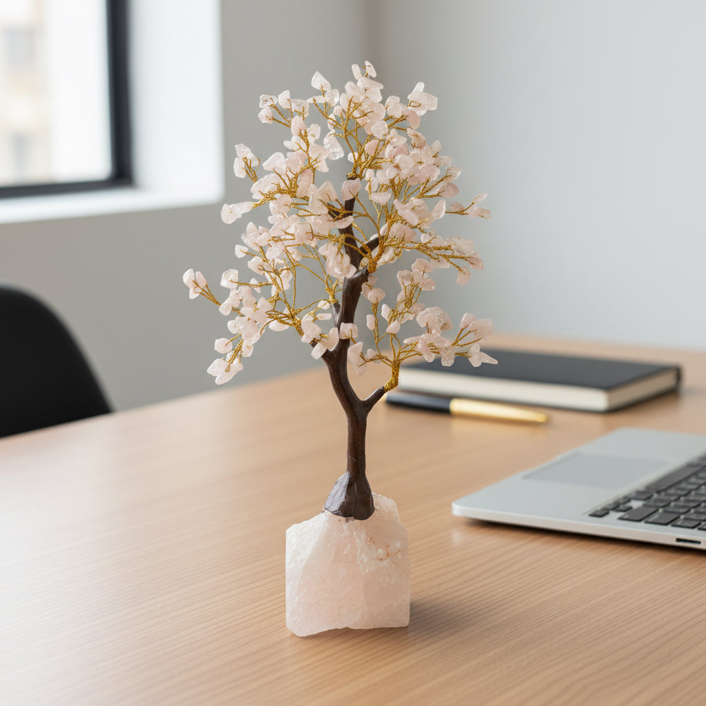 Rose Quartz Tree with Crystal Base 2