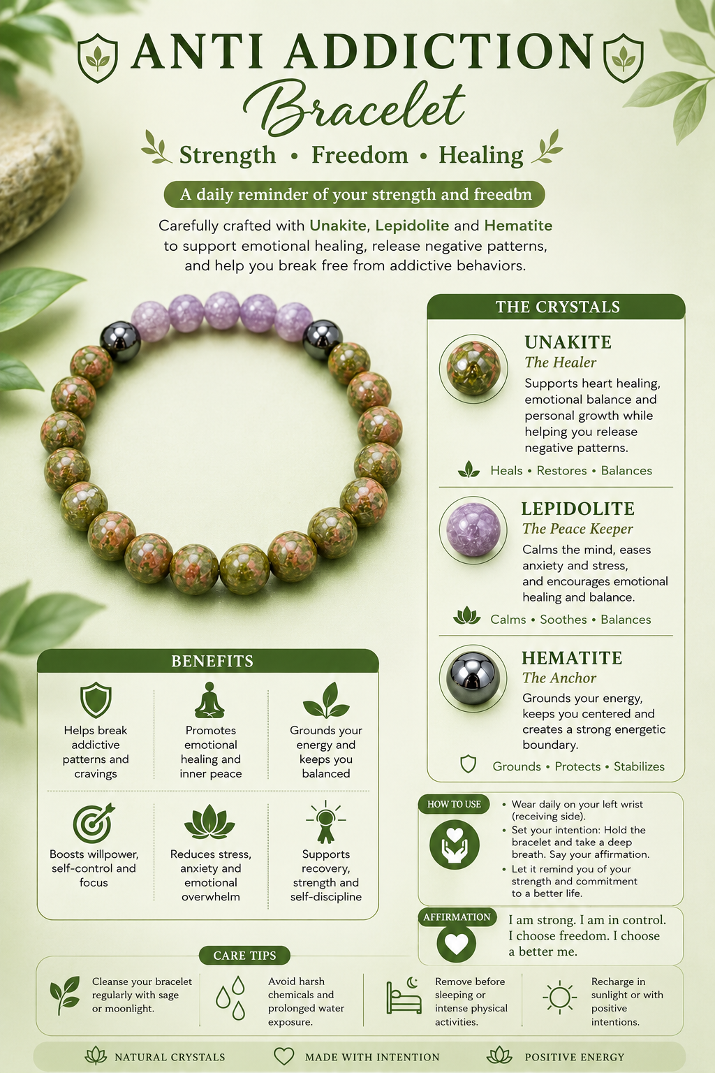 Anti - Addiction Healing Bracelet (8mm beads)