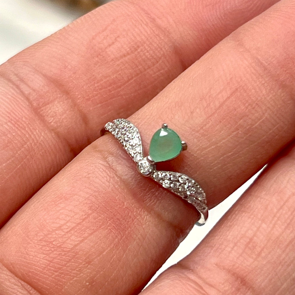 Emerald 925 Sterling Silver Adjustable Ring