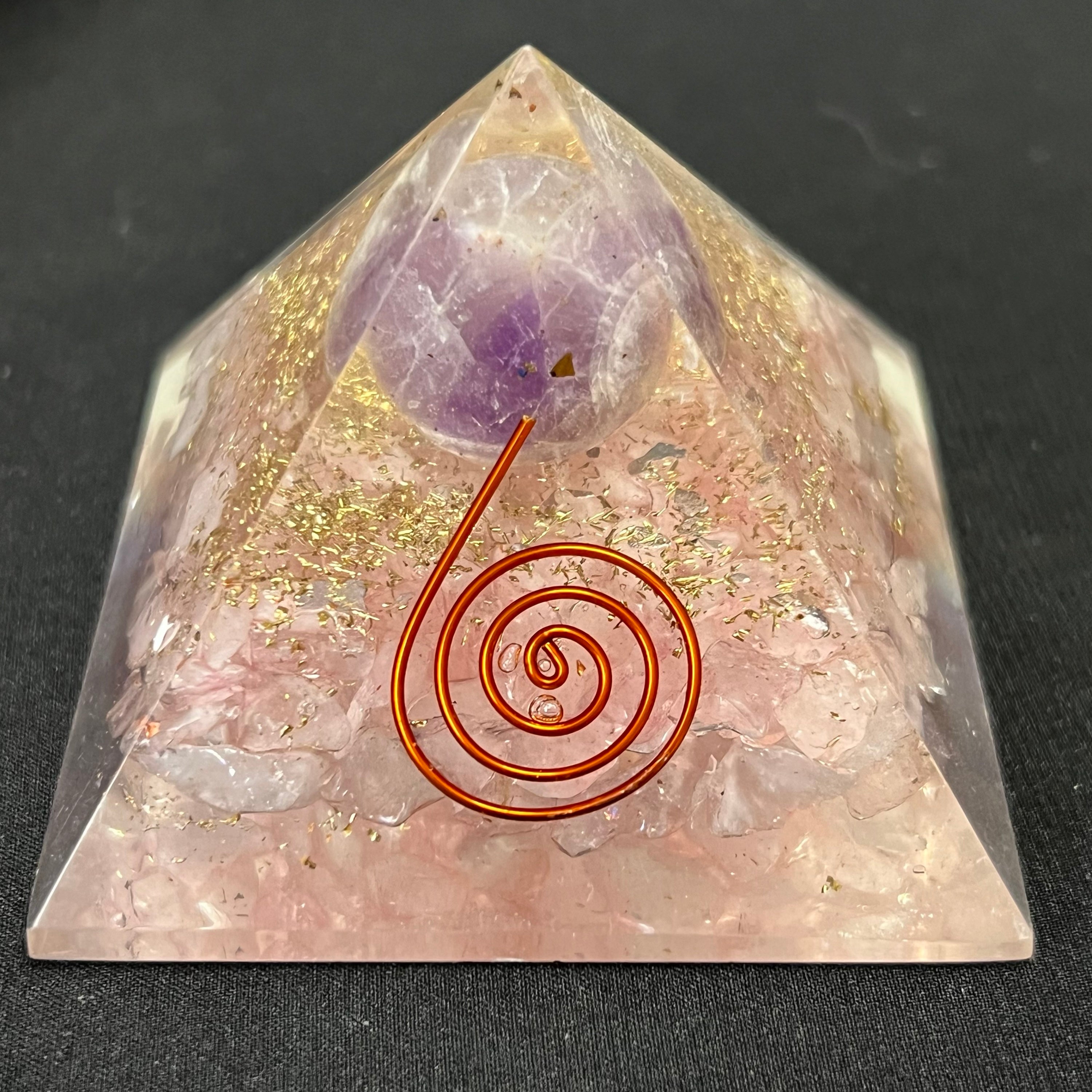 Rose Quartz &amp; Amethyst Orgonite Pyramid image 0