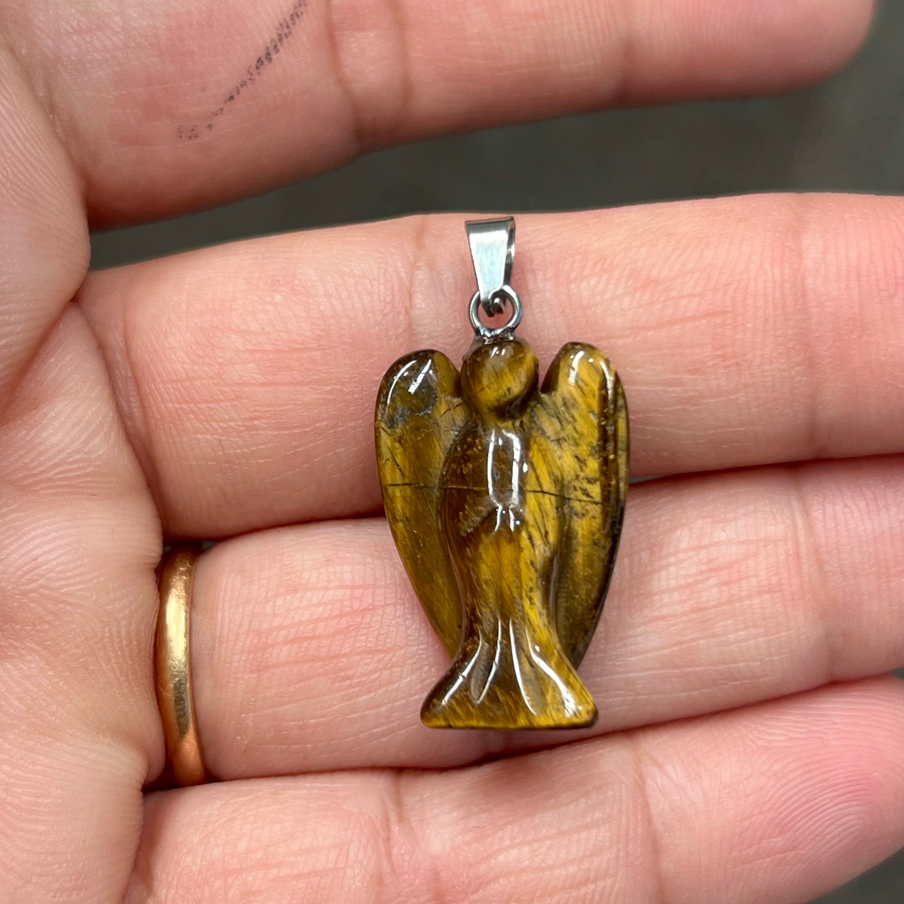 Tiger eye Guardian Angel pendant