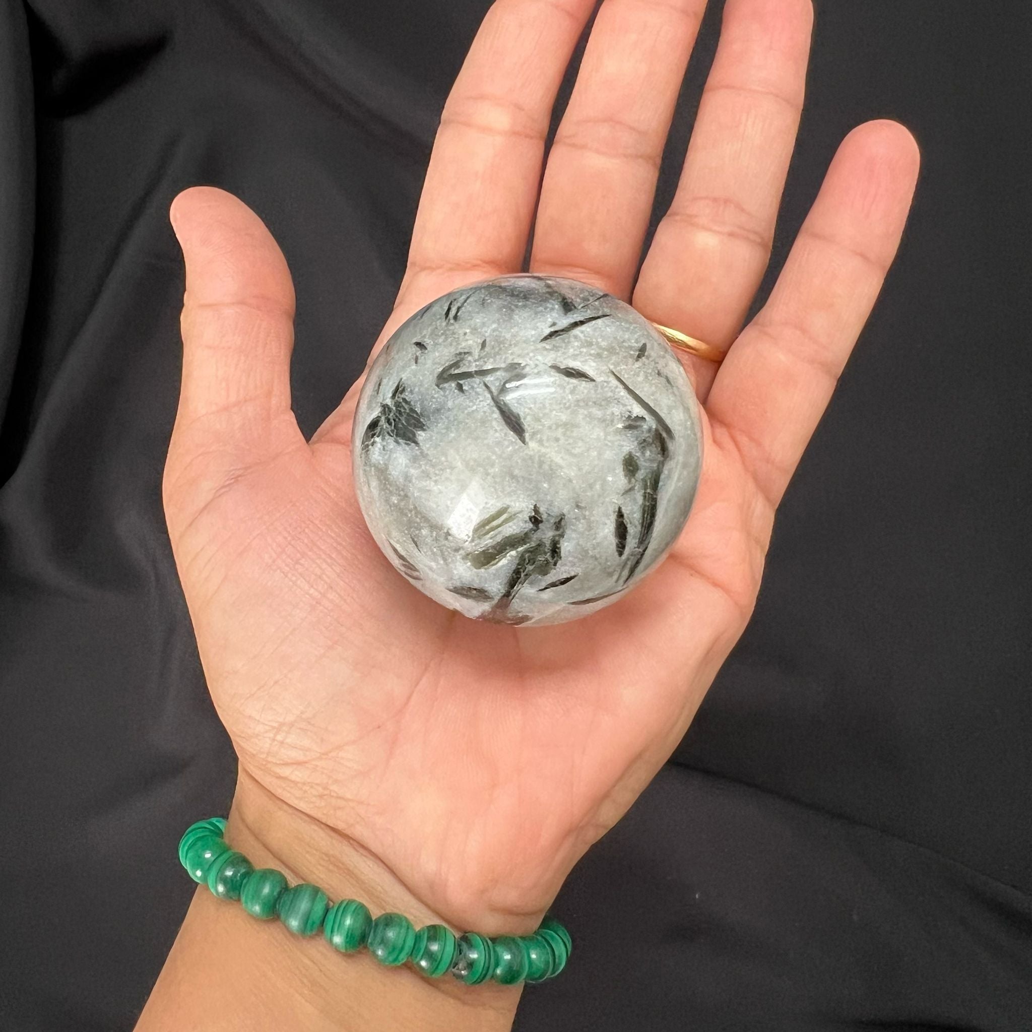 Tourmaline with Quartz Sphere image 0
