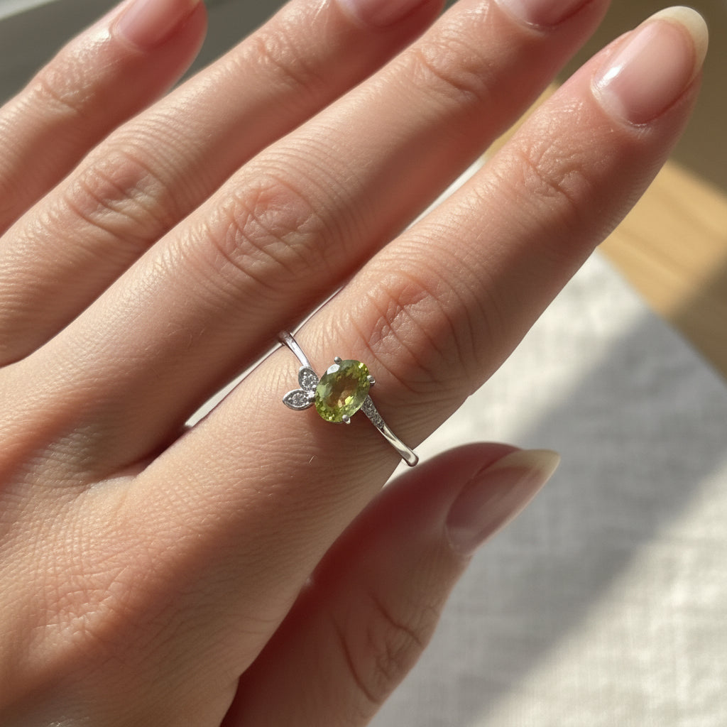 Peridot Sterling Silver Adjustable Ring