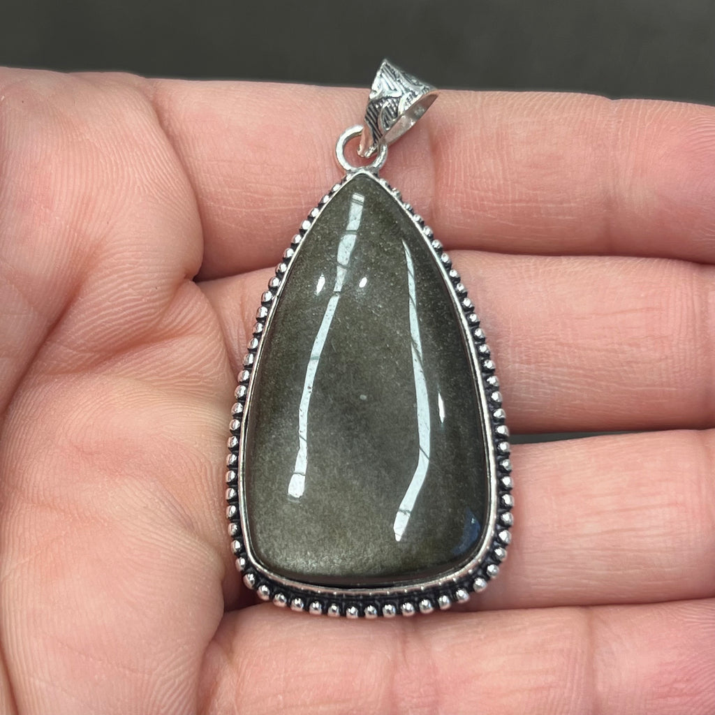 Sheen obsidian pendant