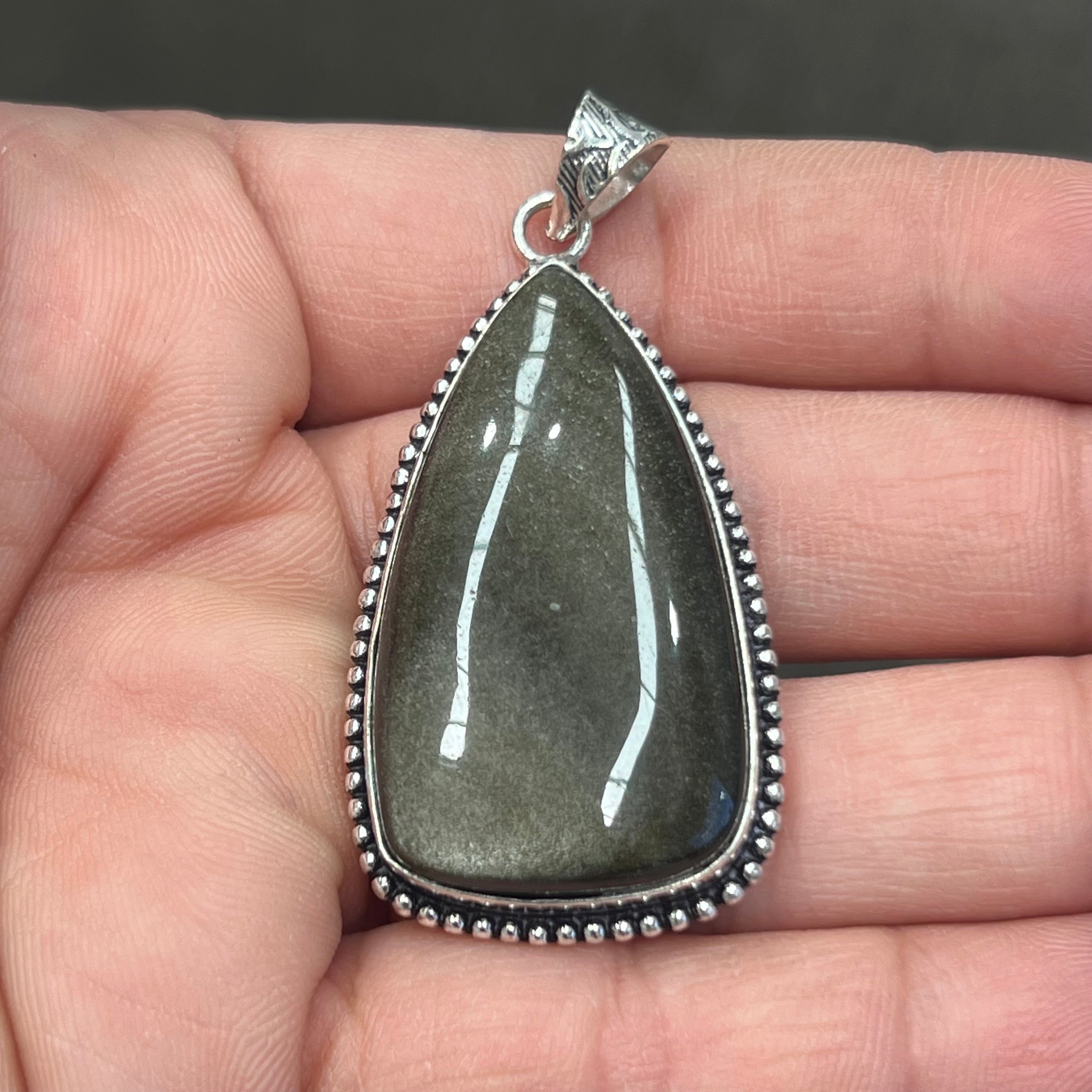 Sheen obsidian pendant