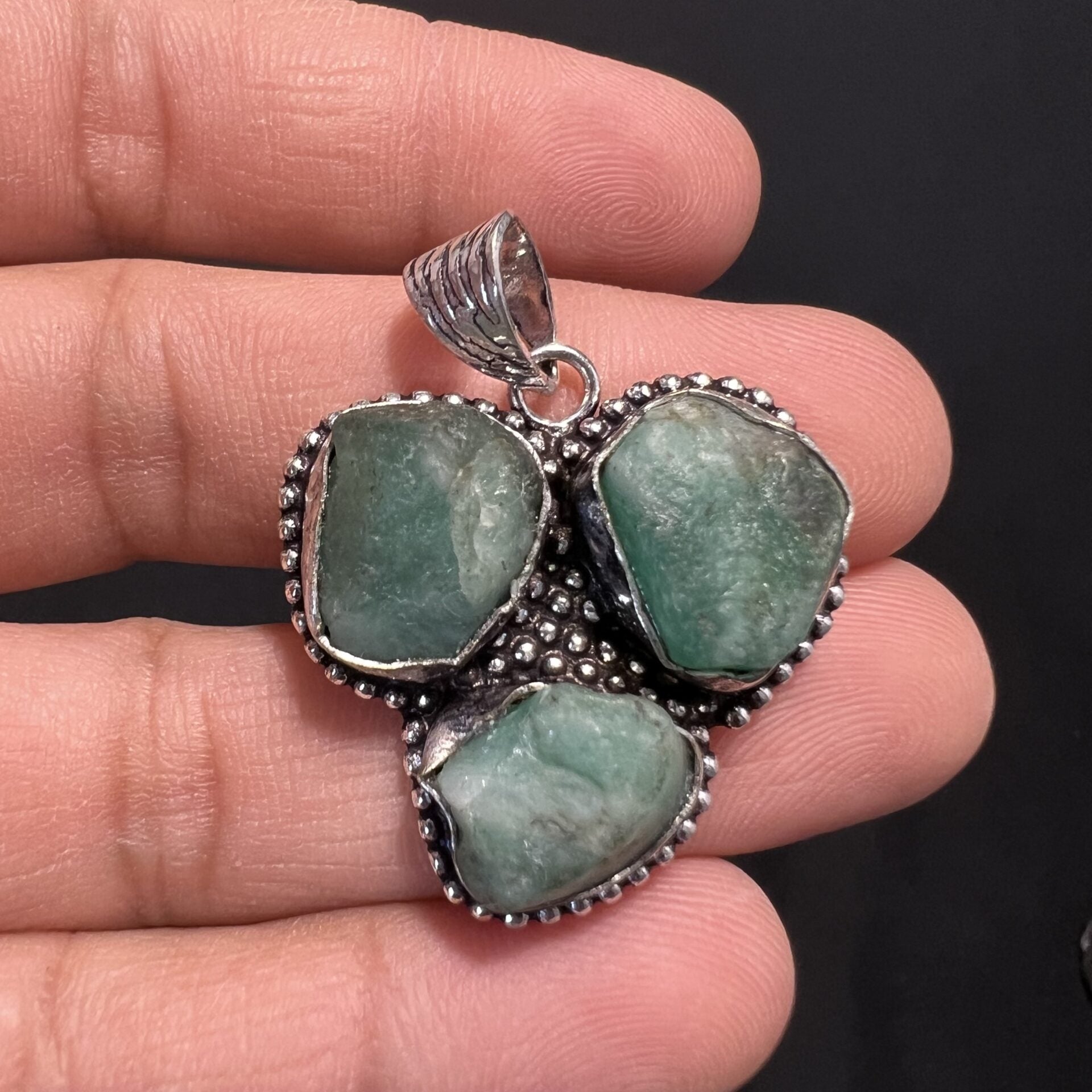 Emerald Raw Flower Pendant image 0