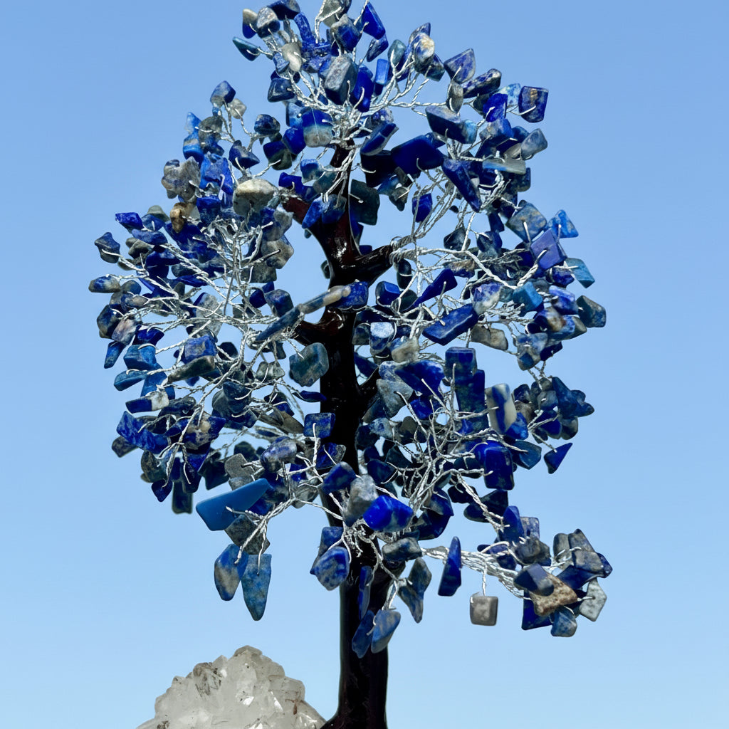 Lapis lazuli tree + Clear Quartz base