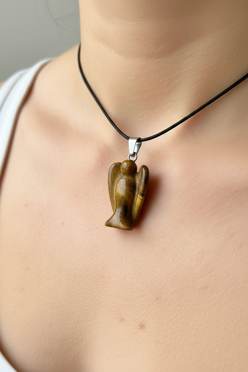 Tiger eye Guardian Angel pendant