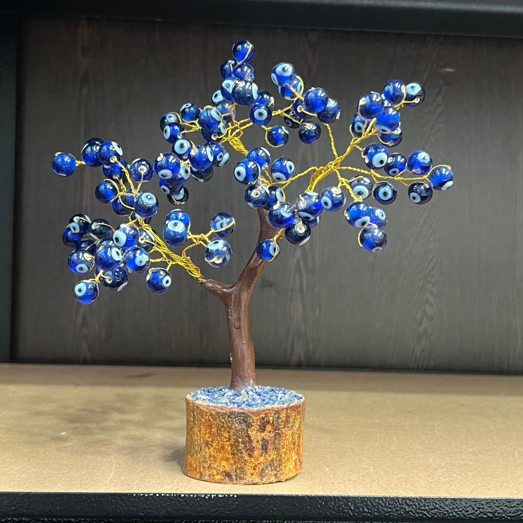 Evil Eye Beads Tree with Wooden Base