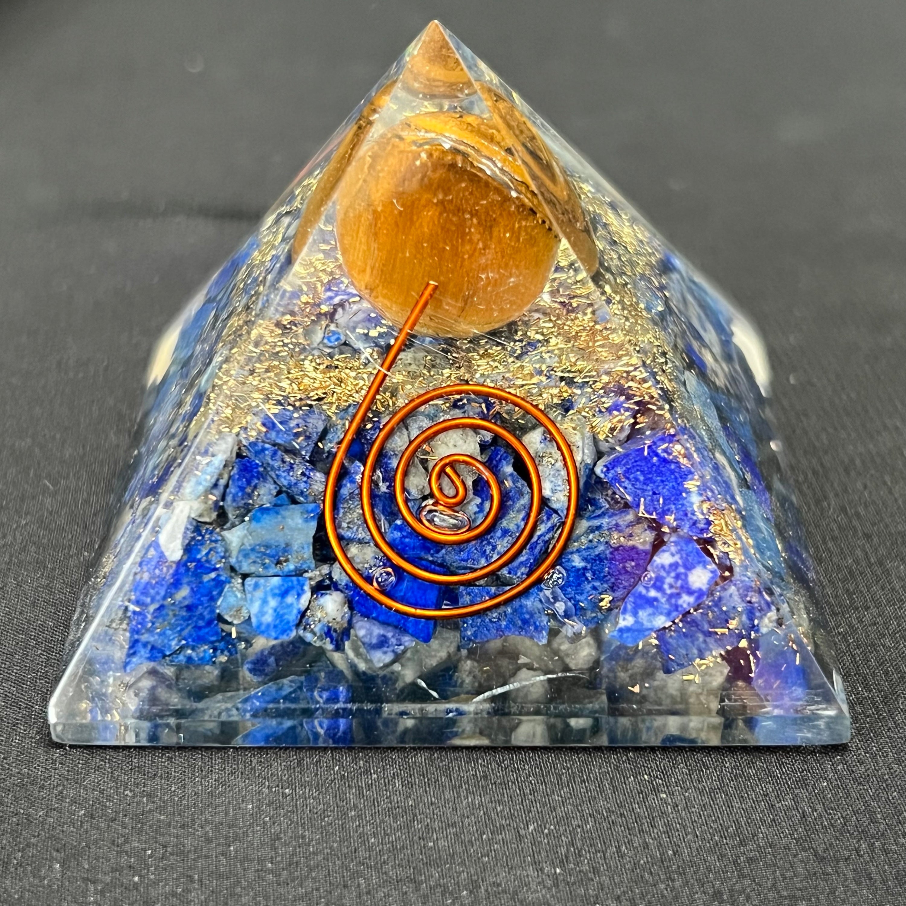 Lapis Lazuli &amp; Tiger Eye Orgonite Pyramid image 0