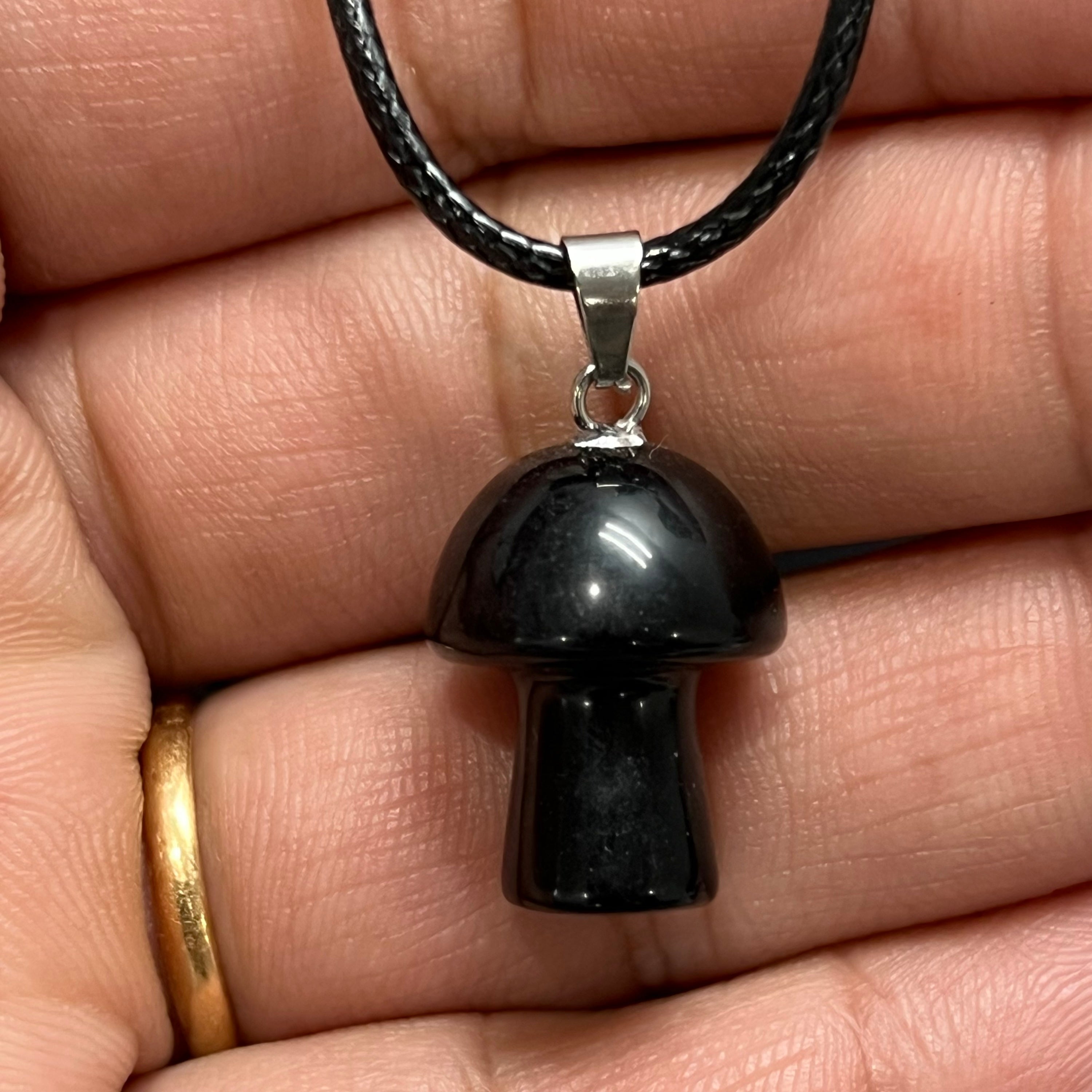 Black Obsidian Mushroom Pendant image 0