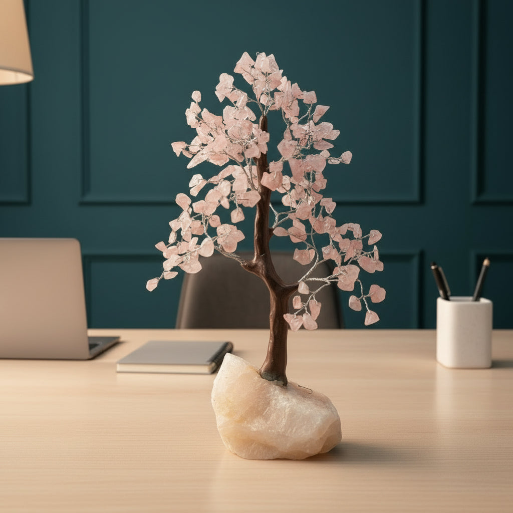 Rose Quartz Tree with Crystal Base 1