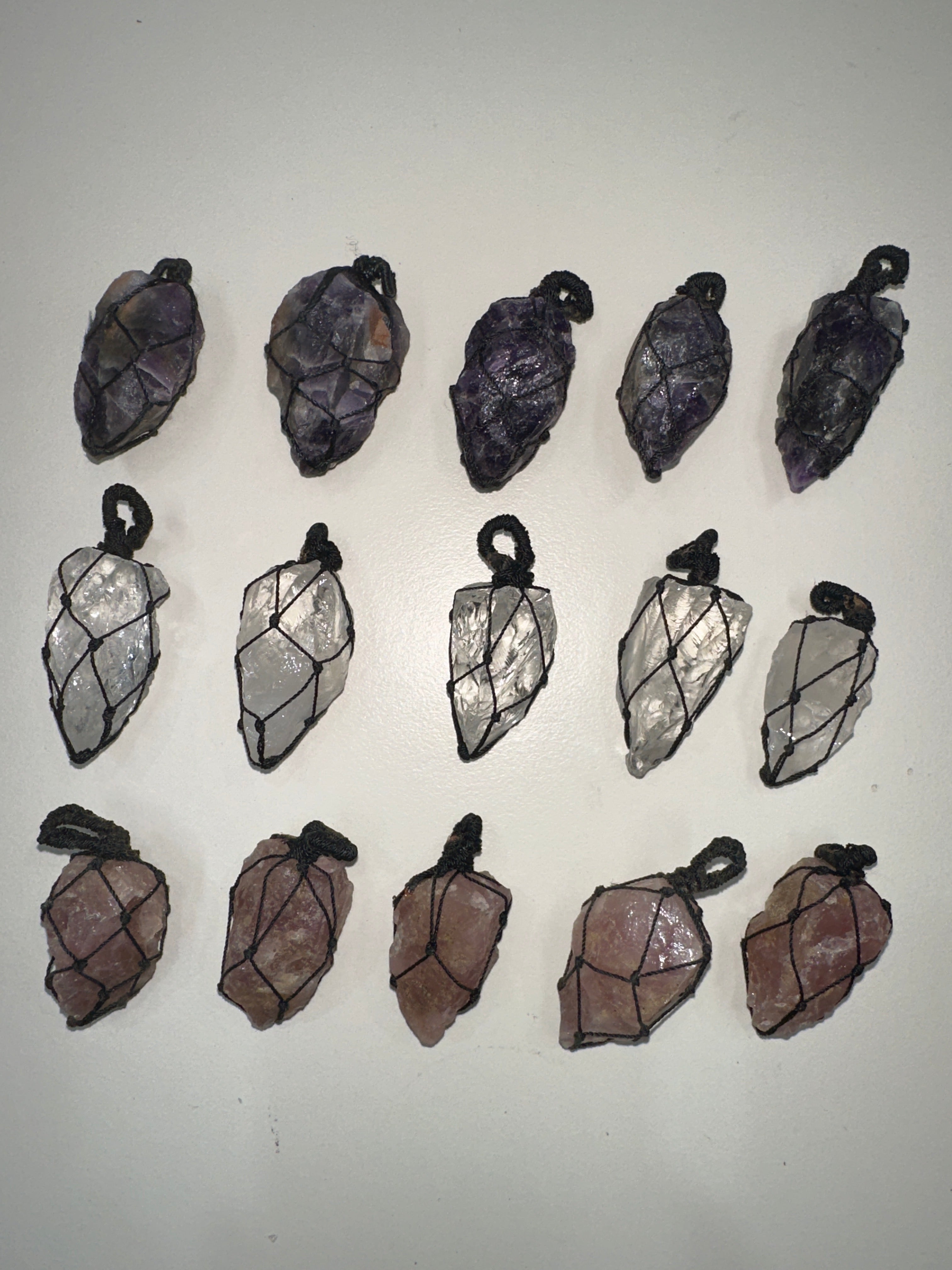 Trio Power - 15 Pieces (5 Amethyst, 5 Rose Quartz and 5 Clear Quartz)