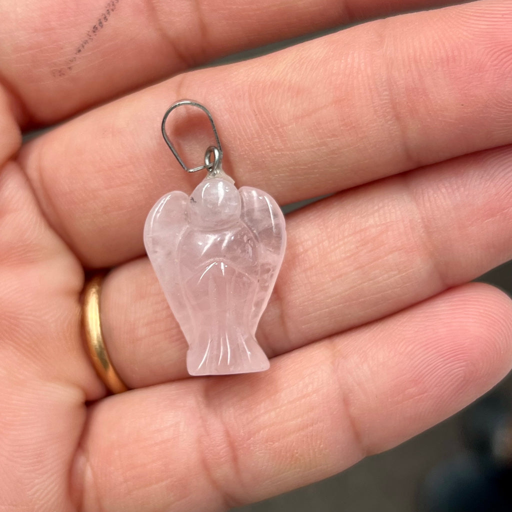 Rose Quartz Guardian Angel pendant
