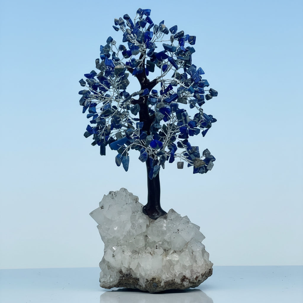 Lapis lazuli tree + Clear Quartz base