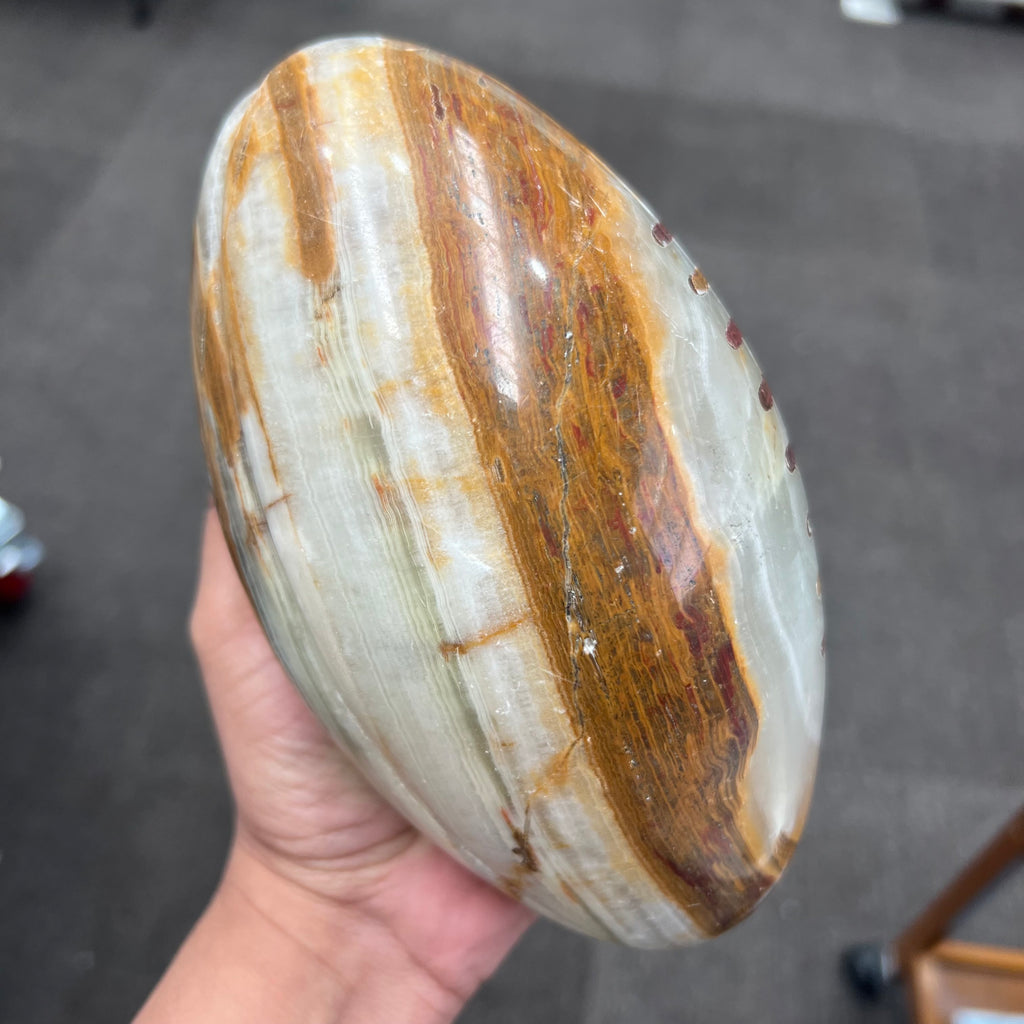 Banded Green calcite Footy ball