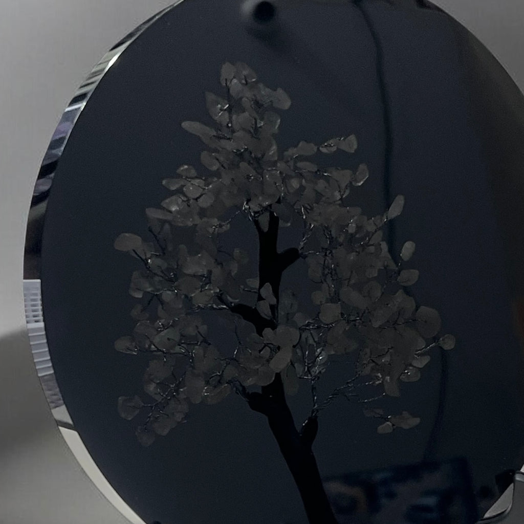 High quality - super reflective Black Obsidian Scrying Mirror + stand