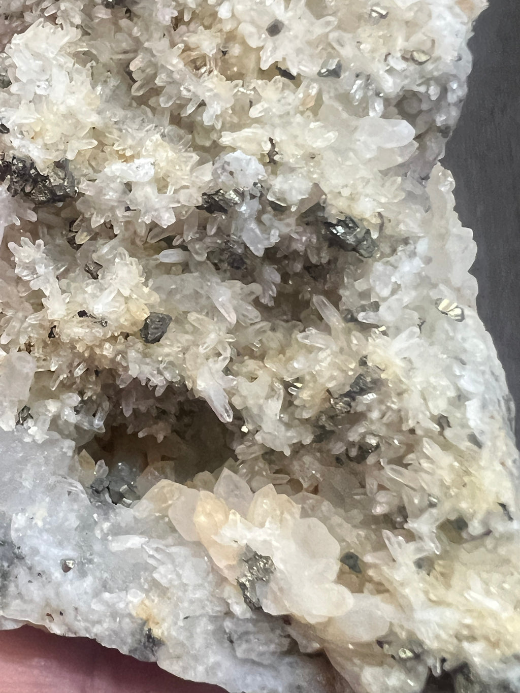 Rare Pyrite in Clear Quartz cluster