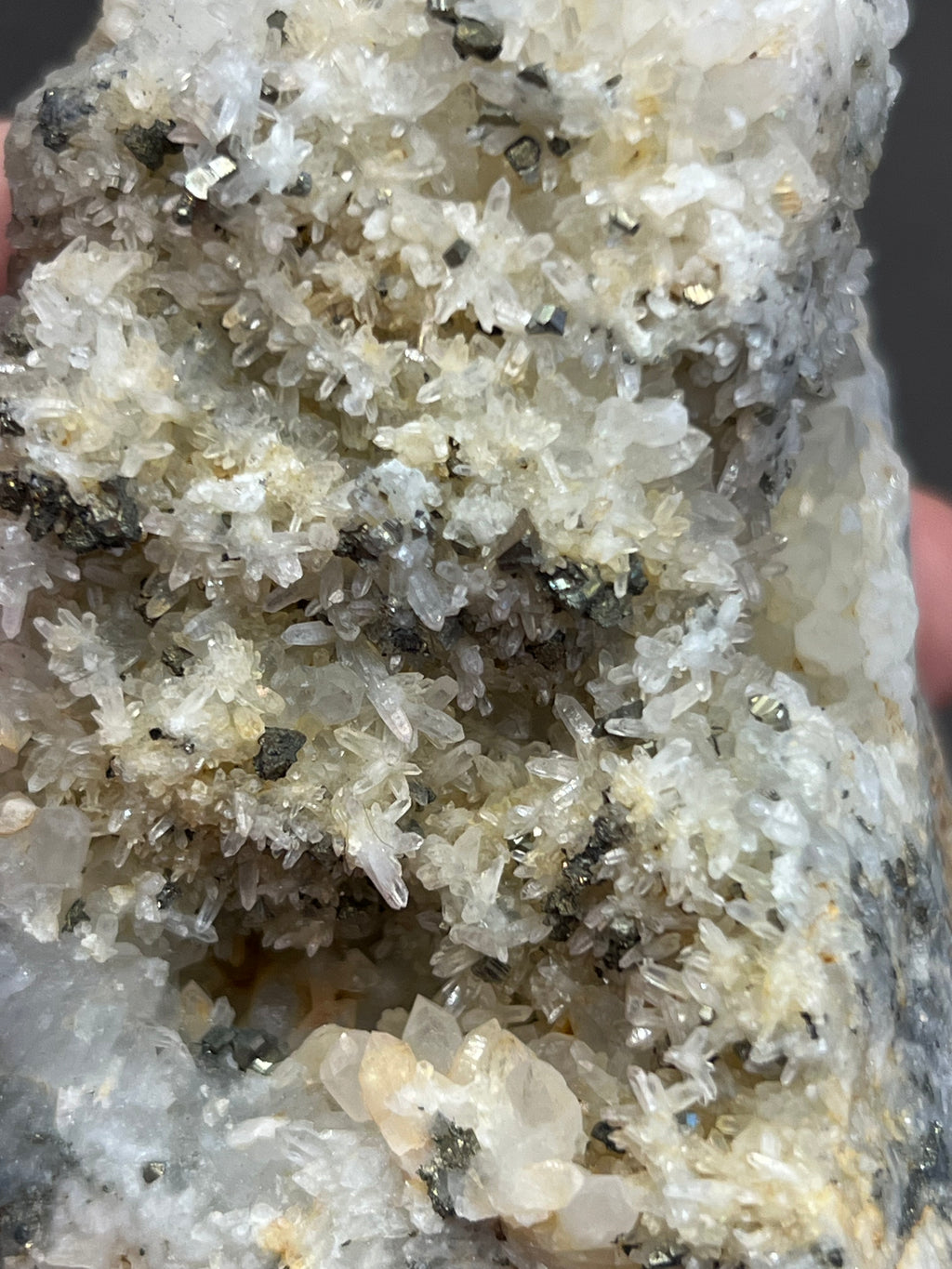 Rare Pyrite in Clear Quartz cluster