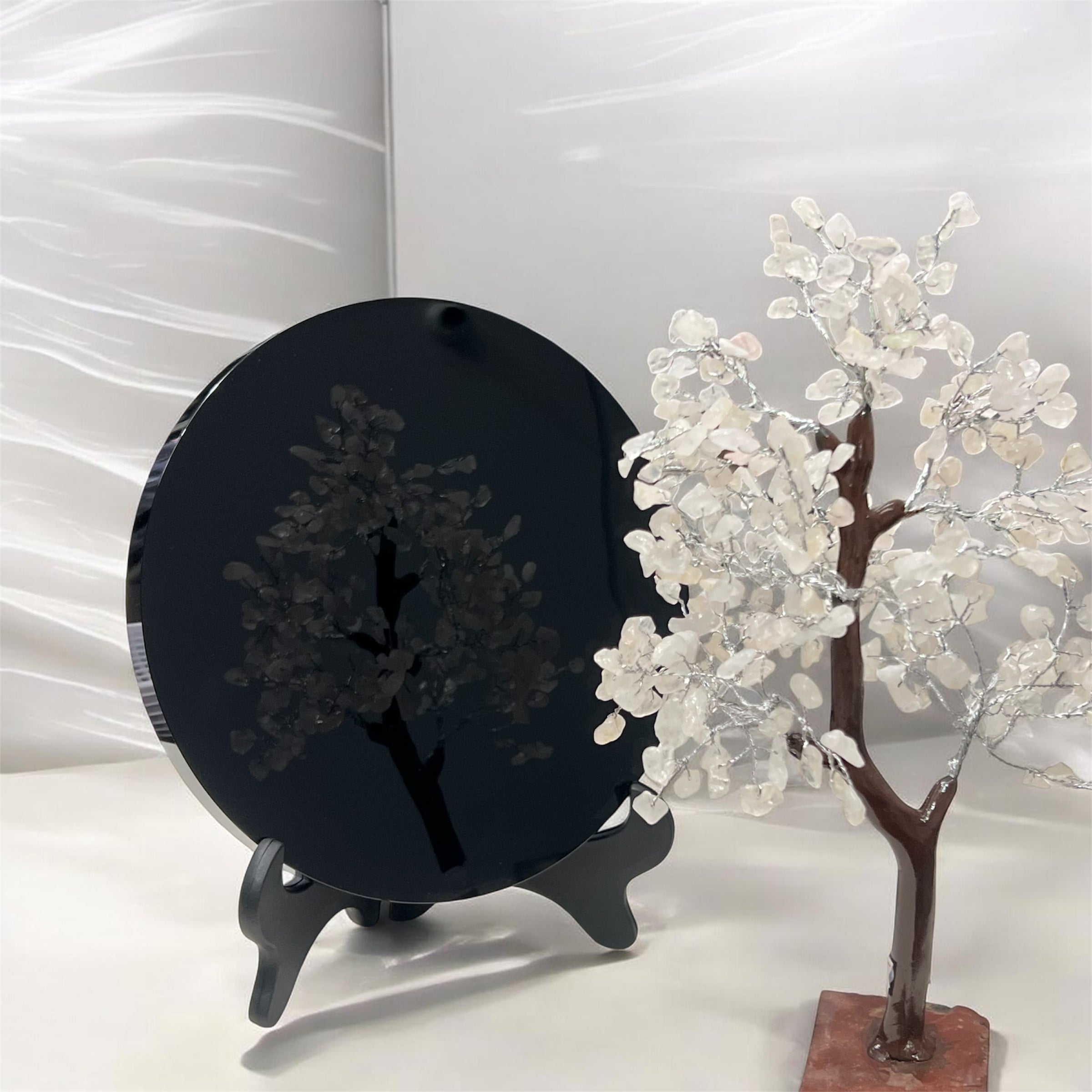 High quality - super reflective Black Obsidian Scrying Mirror + stand