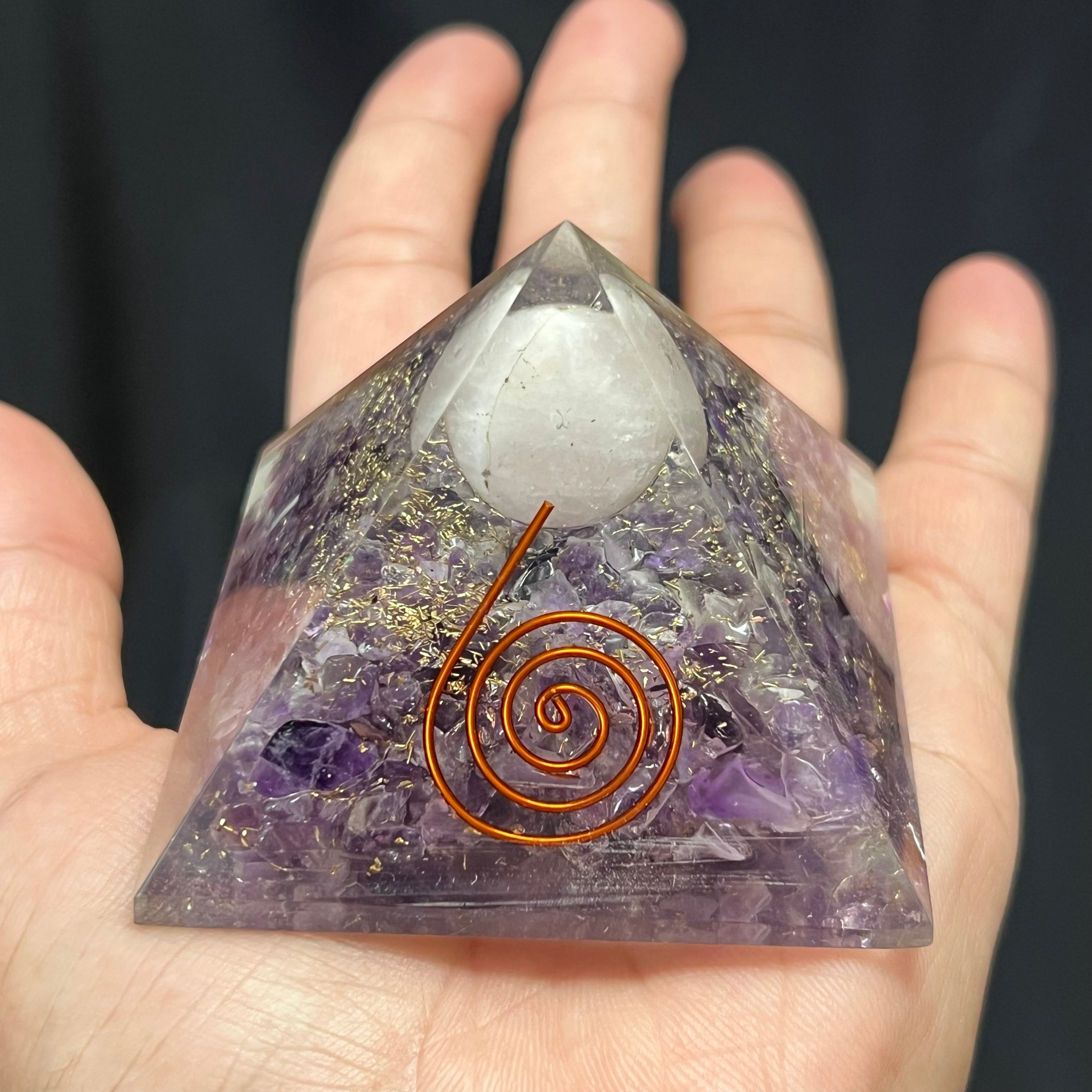 Amethyst &amp; Rose Quartz Orgonite Pyramid image 1
