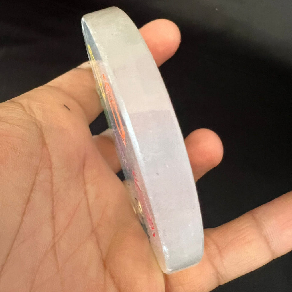 Selenite Seven Chakra Charging Plate with Free Stand image 1