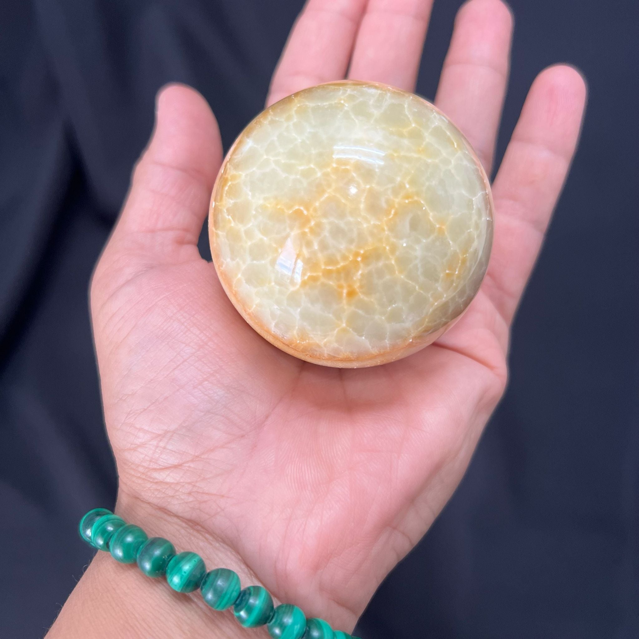 Banded Green Calcite Sphere image 1