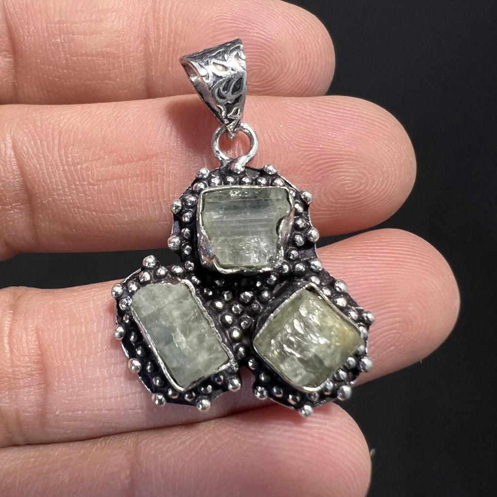 Aquamarine Raw Flower Pendant image 0
