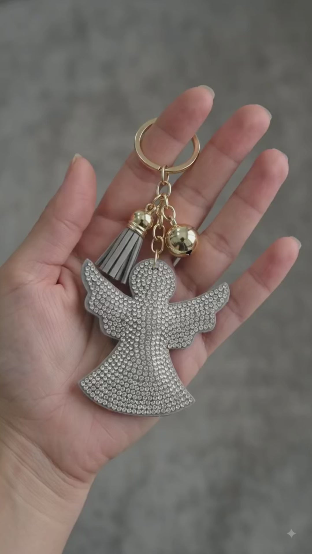 Rhinestone Guardian Angel Keychain