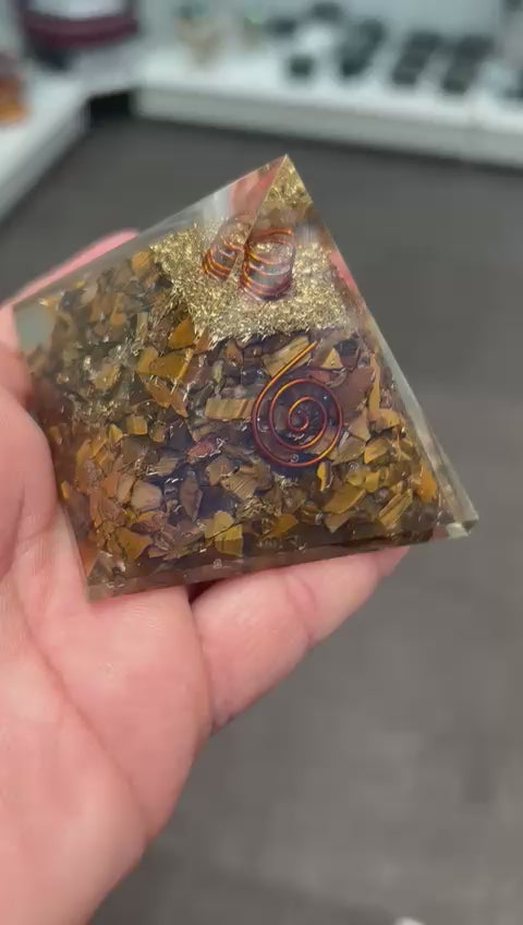 Tiger Eye Orgonite Pyramid