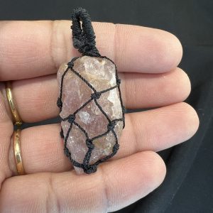 Rose Quartz Macrame Raw Pendant